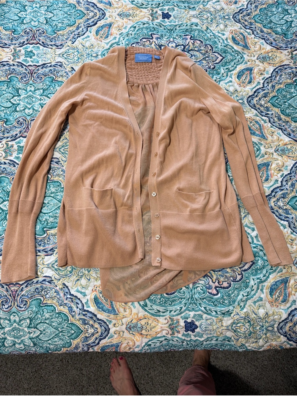 Vera Wang Women's Lightweight Beige Cardigan Sweater
